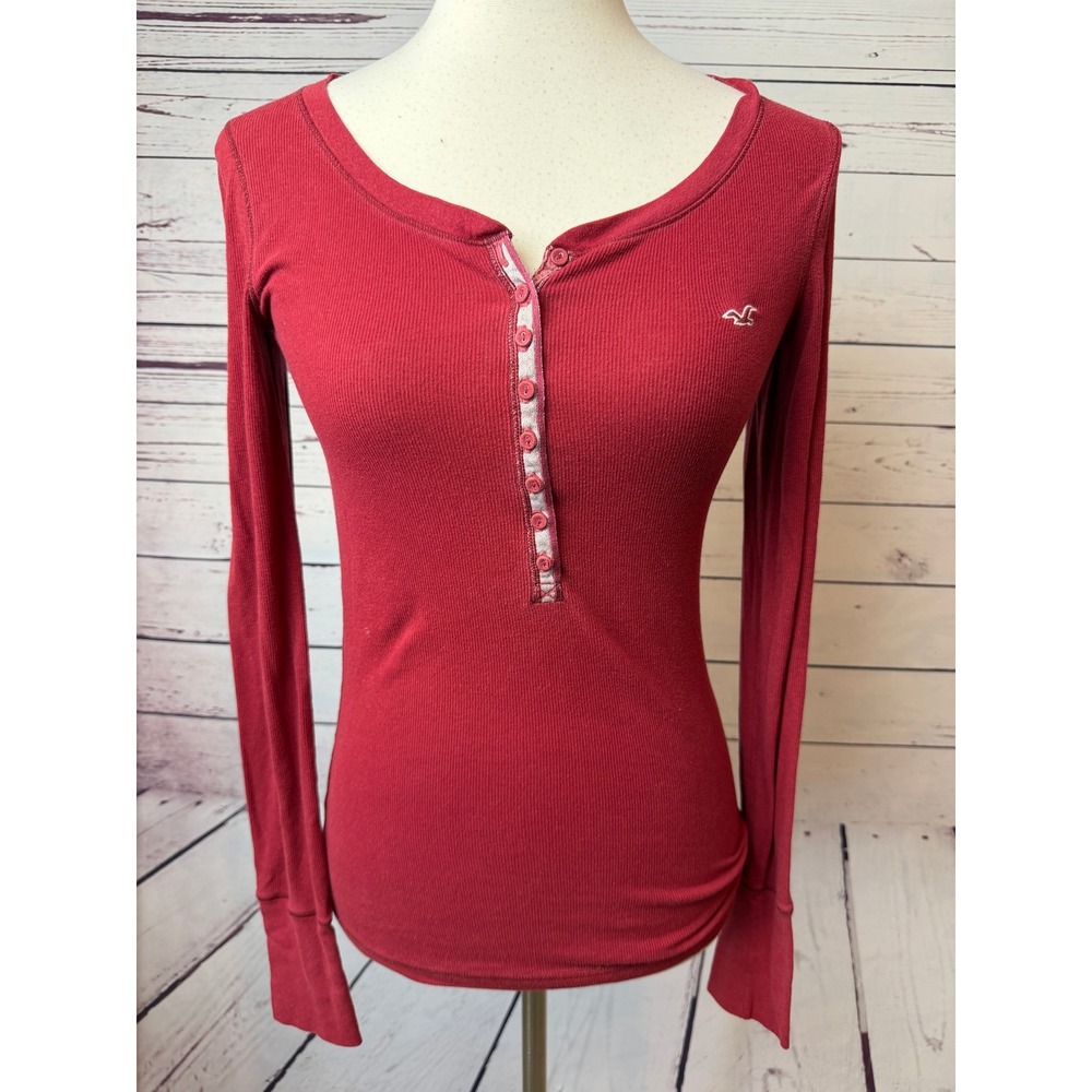 Hollister Henley Top Medium Y2K 90s Long Sleeve Womens Shirt Bella Swan 80s